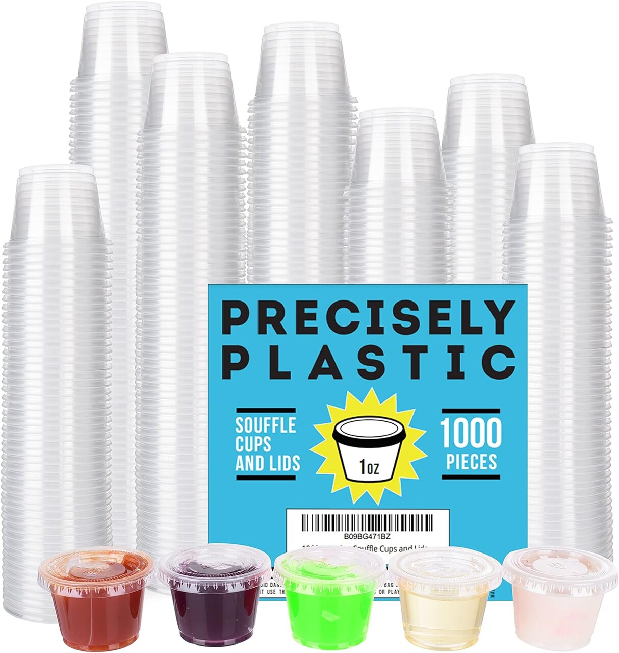 1,000 sets - 1oz - Disposable Plastic Souffle/Portion Cups with Lids Bulk Perfect for Shot Glasses, Condiments, Toppings, Dressings, Samplin
